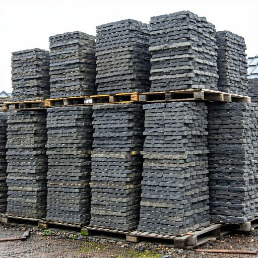 Stacks of reclaimed slate